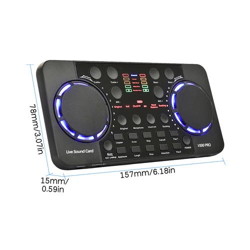 Imagen 2 del producto Tarjeta de sonido en vivo V300 Pro, tarjeta de sonido multifuncional, recargable, BT, para cantar/transmisión en vivo/grabación de voz y música