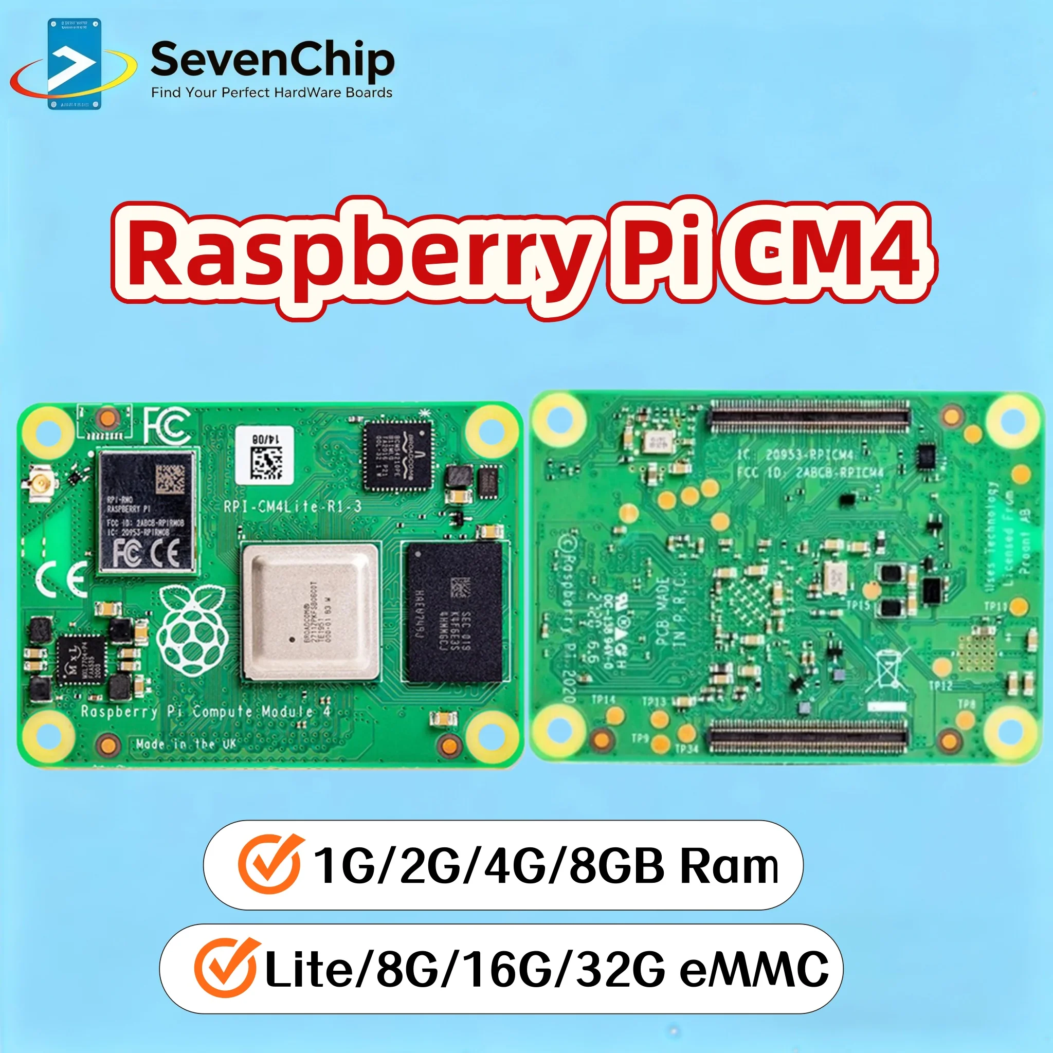 Raspberry Pi CM4 Raspberry Pi Compute Module 4 with 1G/2G/4G/8GB Ram Lite/8G/16G/32G eMMC Flash optional Support Wifi/bluetooth