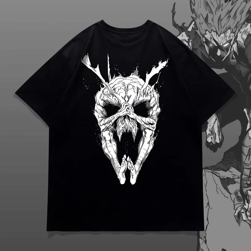 One Punch Man Garou Anime Double Sided Print T-shirt, Oversized Black Tee, Manga Streetwear Casual Short Sleeve for Anime Fans
