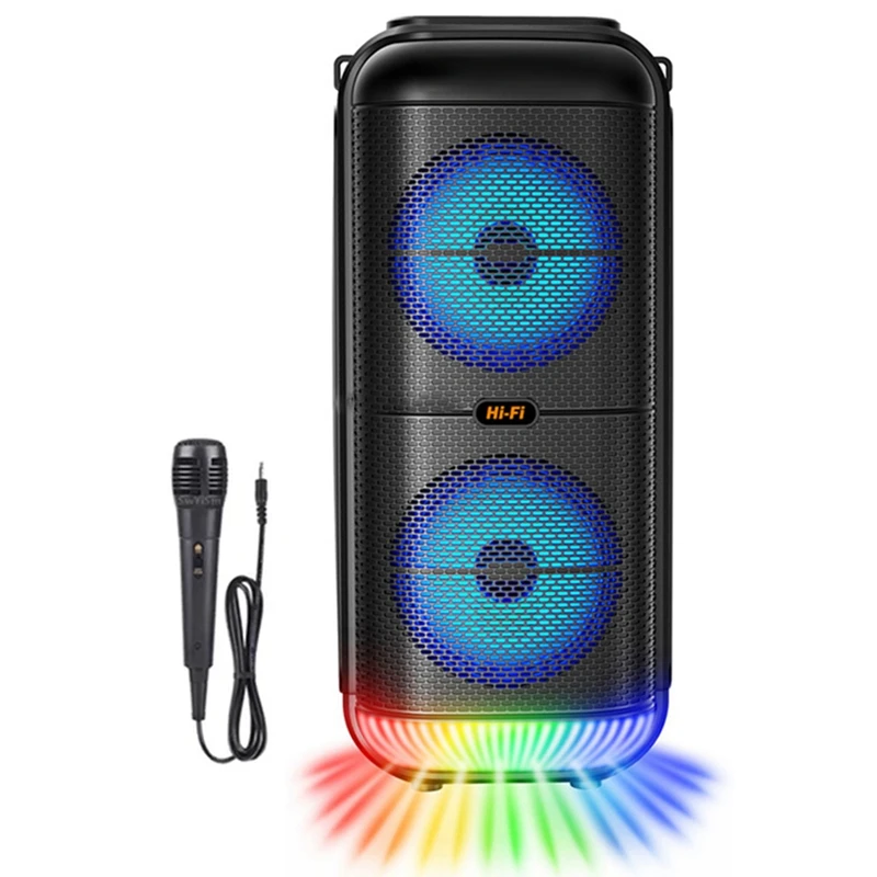 1200W Super Large Outdoor Bluetooth Speaker 6 Inch Double Horn Subwoofer Portable Wireless Column Bass Sound With Mic, Durable