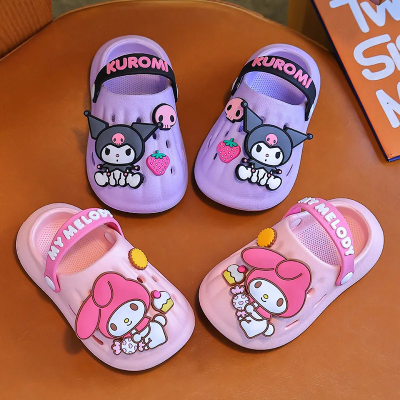 Sanrio Children\'s Fashion Cartoon Sandals and Slippers Summer Boys and Girls Anti Slip Soft Soles Infants Children Hole Shoes