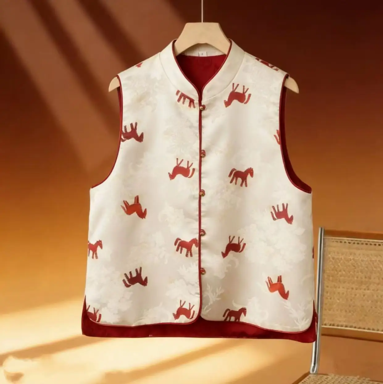 

2026 Early Spring New Double-Sided Double-Wear Jacquard Retro Chinese National Style Gilding Light Luxury Waistcoat Vest