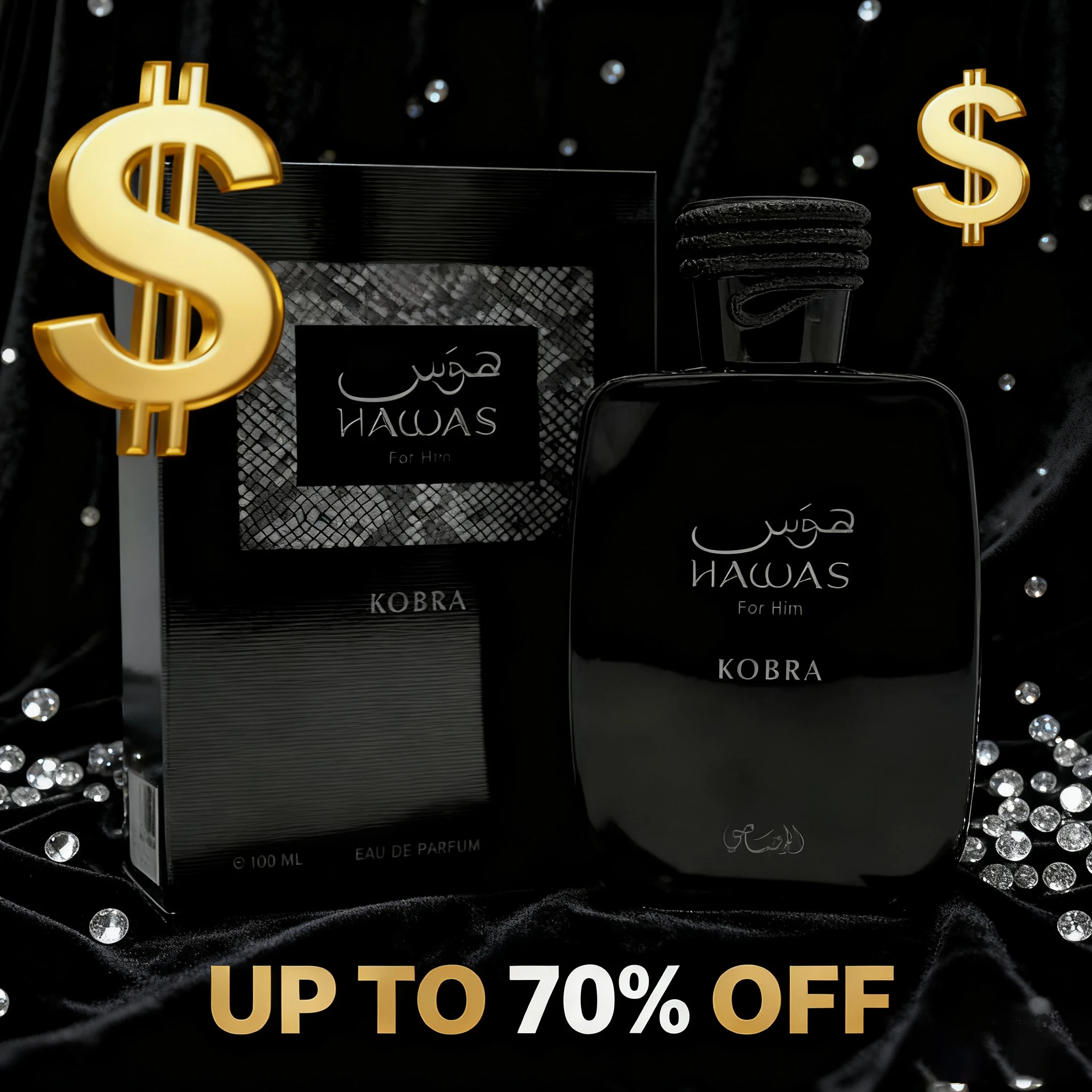 Perfume masculino RASASI Hawas kobra, 100ml (3,4 onças), perfume árabe premium, fragrância duradoura, adequado para qualquer ocasião
