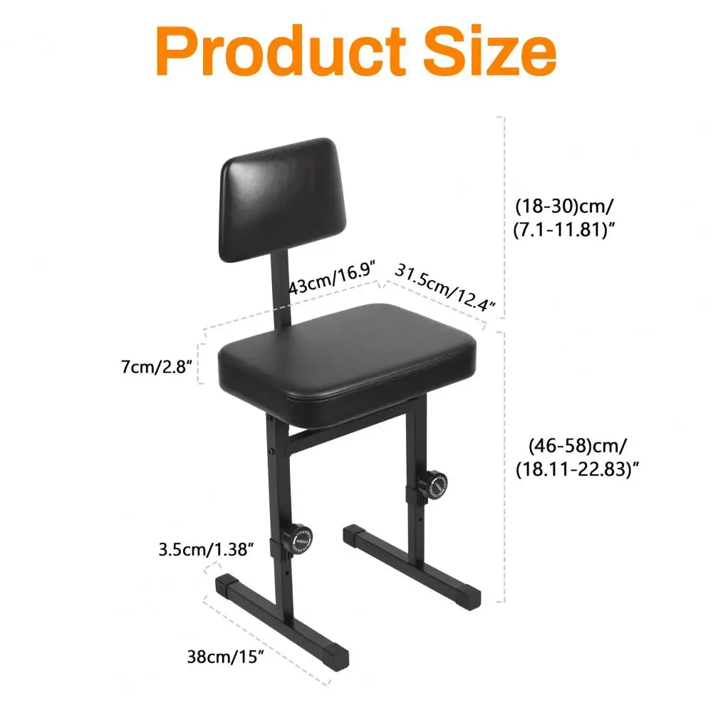 H-Style Padded Piano Bench, Height Adjustable Keyboard Seat With Backrest For Kids Adults view 6