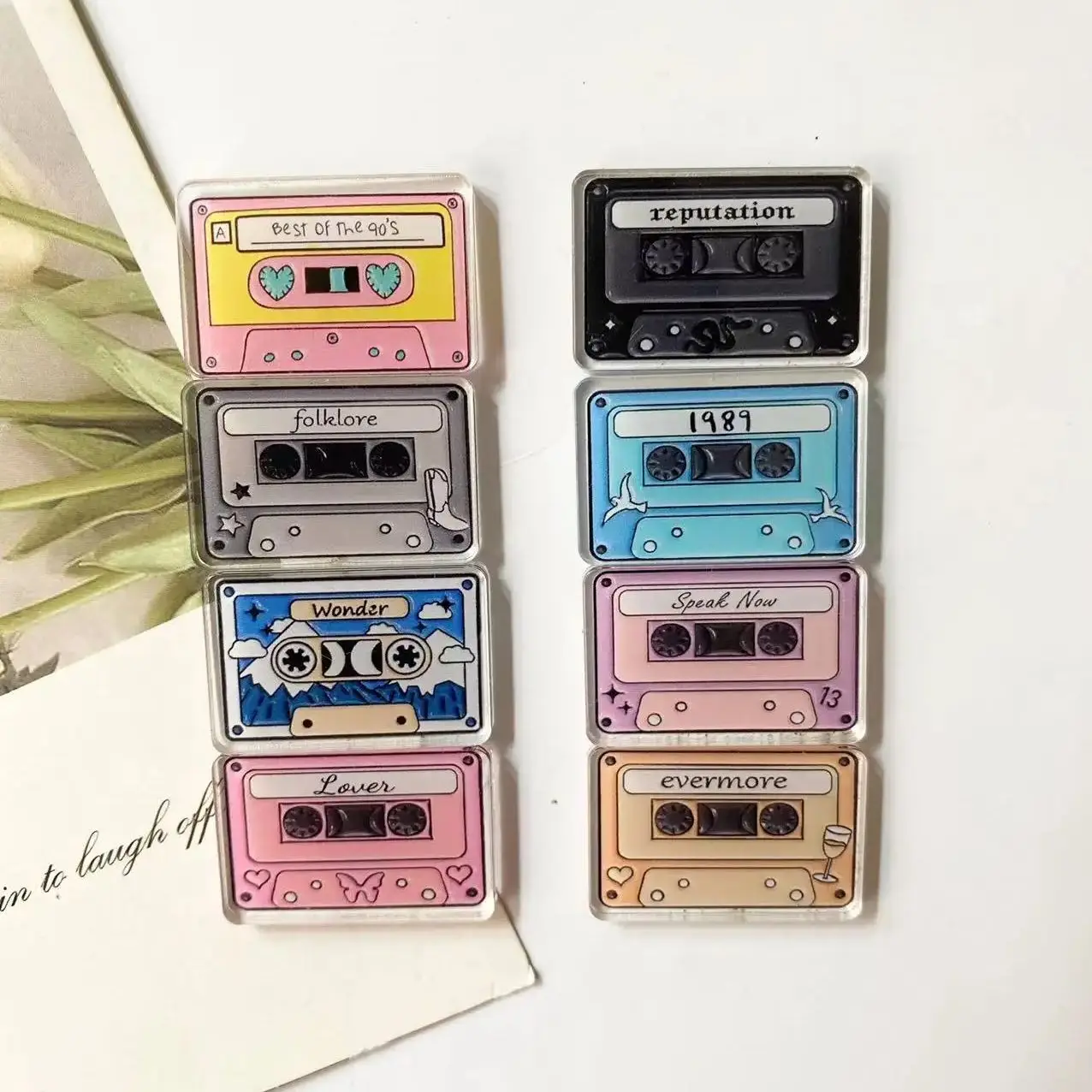 6Pcs Acrylic Mini Tape Radio Refrigerator Home Decoration Photo Message Magnet Fixed.