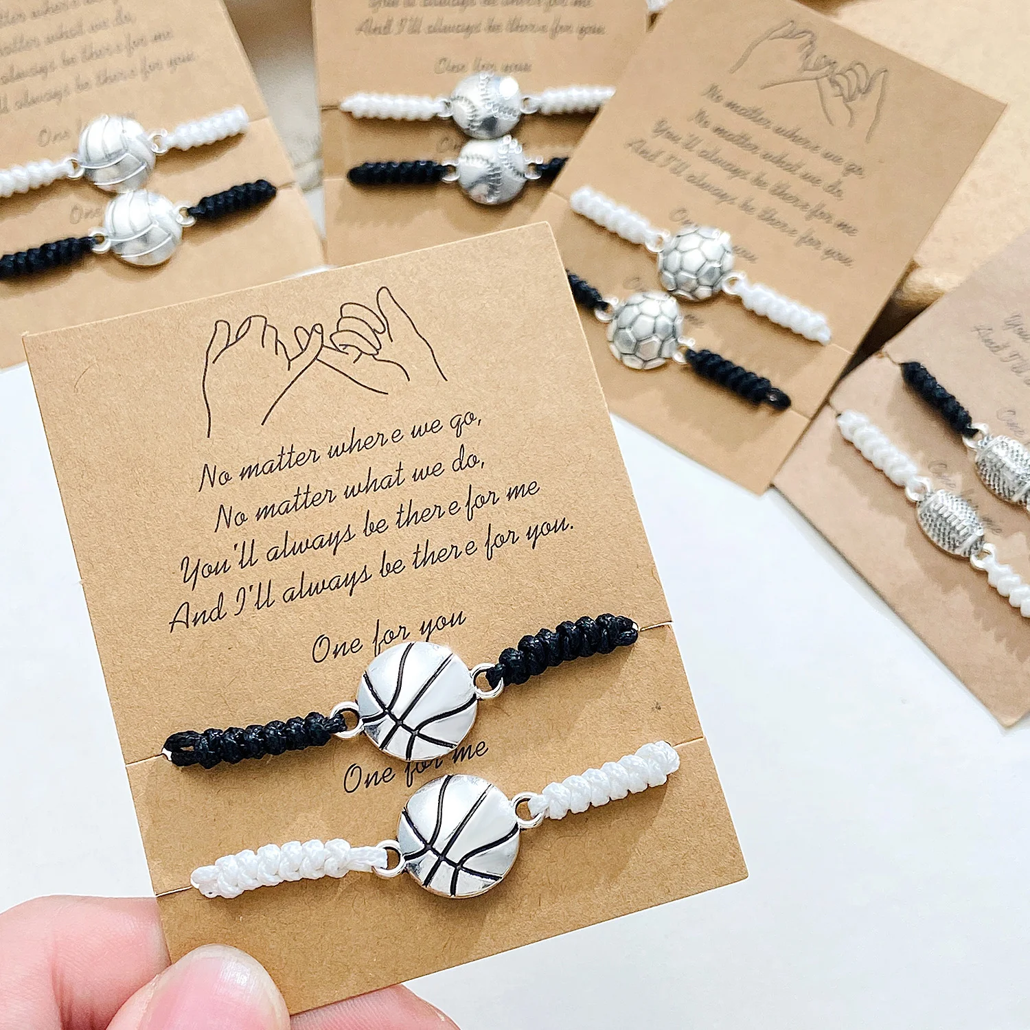 

2pcs/set Handmade Football Basketball Tennis Bracelet for Women Men Braid Chain Couples Friendship Party Jewelr