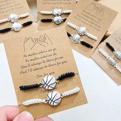 2pcs/set Handmade Football Basketball Tennis Bracelet for Women Men Braid Chain Couples Friendship Party Jewelr