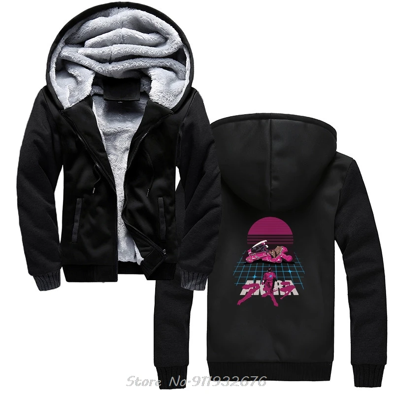 Akira Synthwave Hoodie Japanese Anime Hoody Fashion Jacket Zip Up Hoodies Print For Male Comfortable Men Premium Cotton Coats