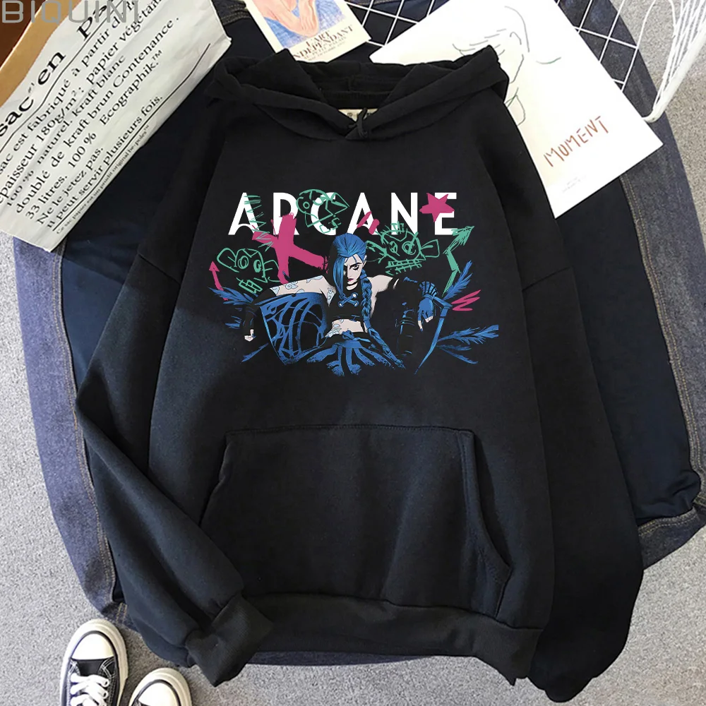 2025 Hot Anime Arcane Hoodie Arcane Jinx Graphic Printing Sweatshirts Autumn Winter Long Sleeve Sudaderas Unisex High Street Pul