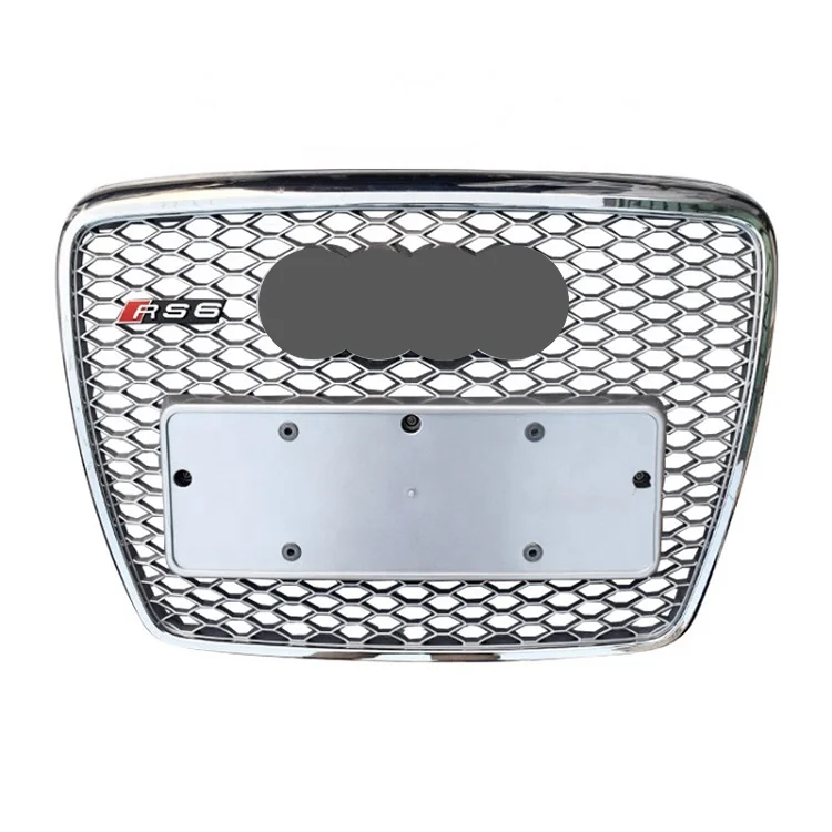 

Front Bumper Chrome Front Grille For Audi A6 C6 Change To Audi RS6 Silver Mesh Grill 2008-2011