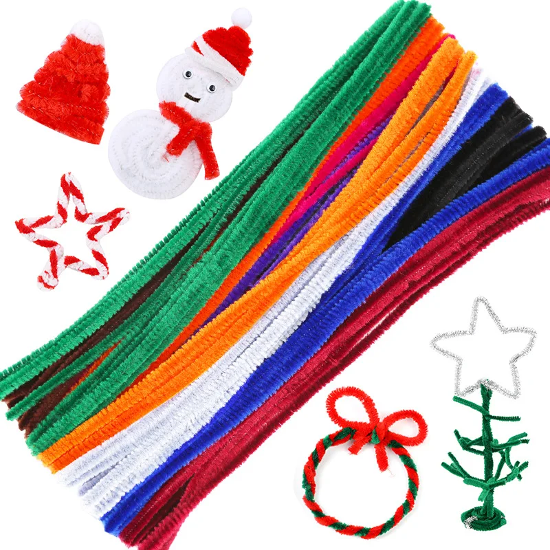 Glitter Chenille Stem Pipe Cleaner Plush Metal Foil Stem Wire Sticks for Kids Educational DIY Craft Supplies Toy Craft