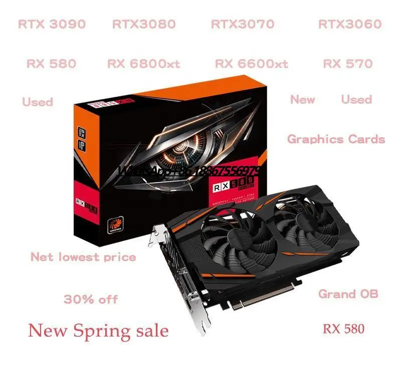 New Used Graphics Cards RTX 3090 3080 3070 3060 GTX 1660S RX 580 8GB RX 6600 Xt RTX 3090 Graphics Card