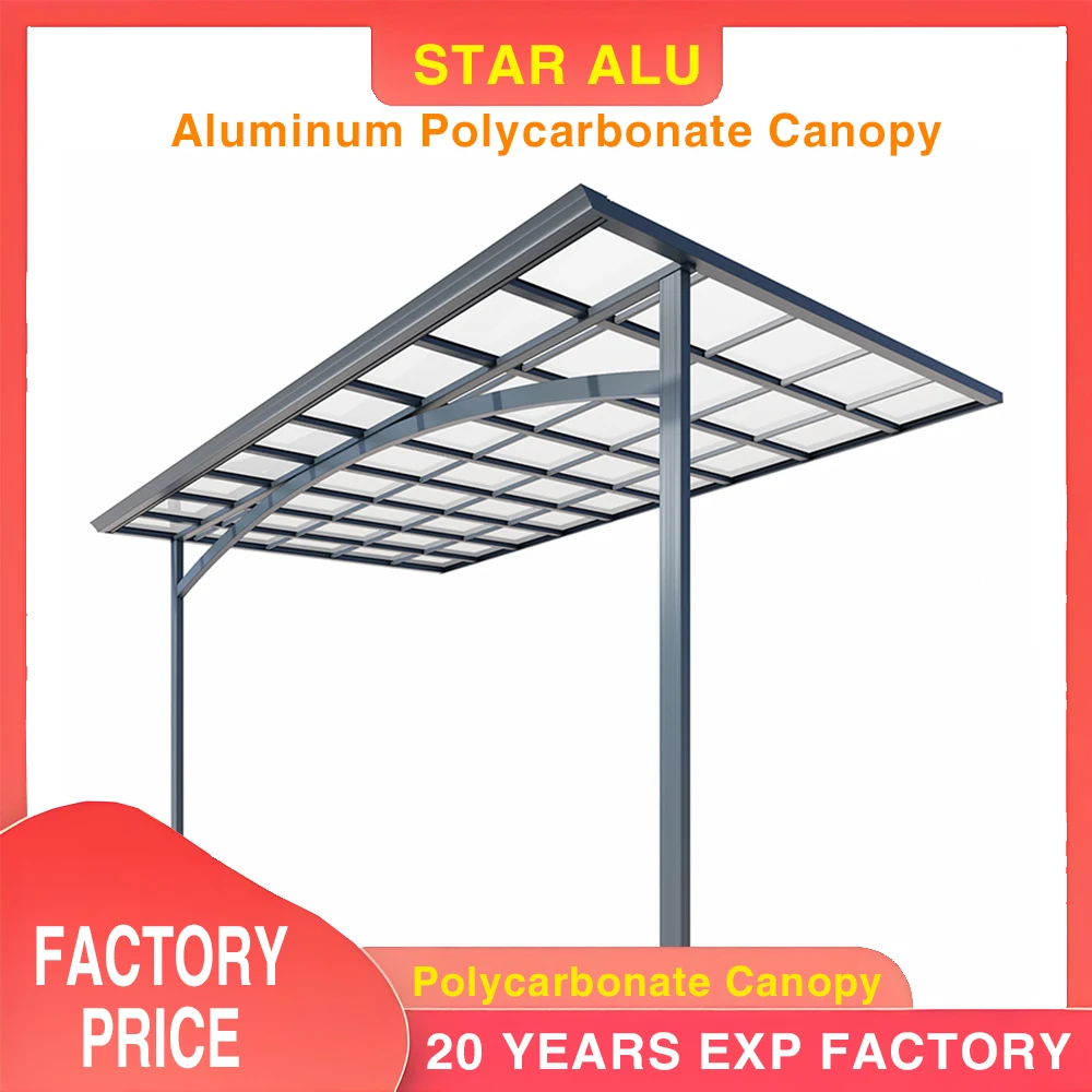 Custom Size Polycarbonate Roof Awning – Durable Aluminum Carport Shelter for Cars and Motorbikes Door Canopy Covers