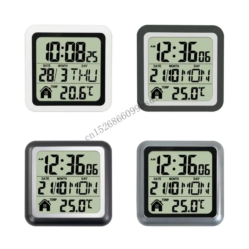 

11UA Bathroom Wall Clock Waterproof Digital Temperature Date Time Display Suction Cup