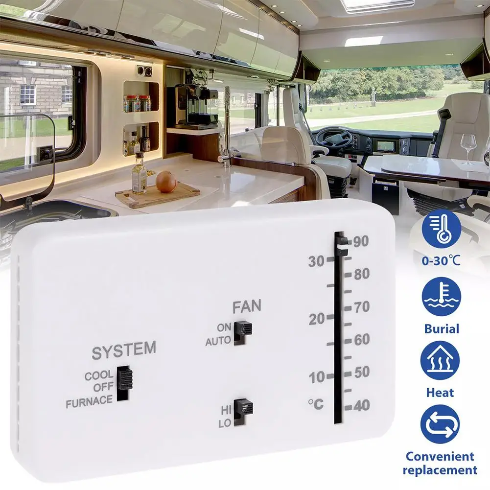 RV Thermostat Plastic RV Analog Thermostat Replacement and Thermostat and with Screws Rubber Camper Cool 2 Heat Particles 2 H6G6