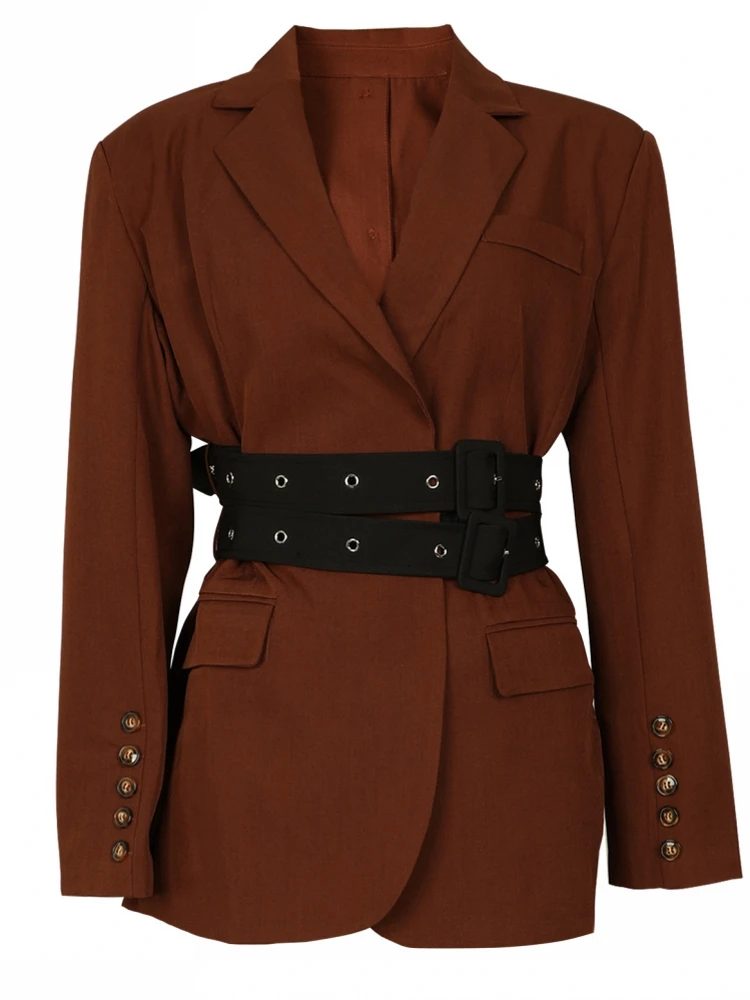 

Элегантный пиджак для женщин, модный пиджак большого размера с лацканами, новинка 2025, осень-зима, офисная женская повседневная свободная верхняя одежда