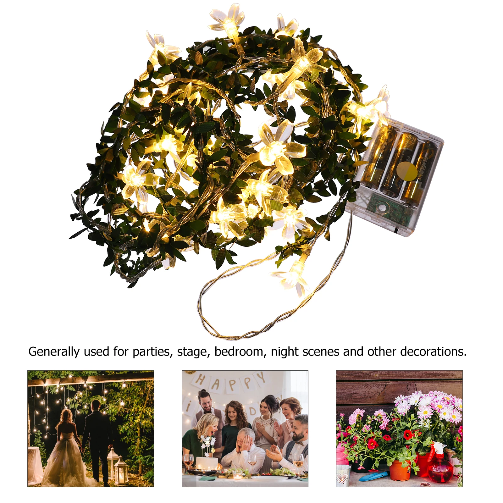 

1 set Cherry Blossom Rattan LED String Lights Warm White for Home Garden Party Decoration Festive Outdoor DIY