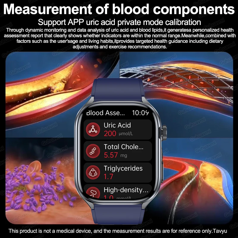 Body Composition analysis Monitoring Smart Watch Men ECG Heart Rate Blood pressure Uric Acid Health Tracker Smartwatches 2025New