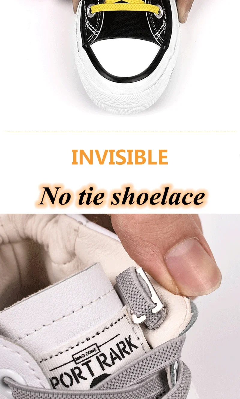 1 Paar Schnürsenkel ohne Binden, flach, elastisch, mit Metallclips, zum einfachen Anbringen, als Ersatz für Schnürsenkel für Erwachsene, Kinder, Sneaker und Freizeitschuhe. – Detail 3