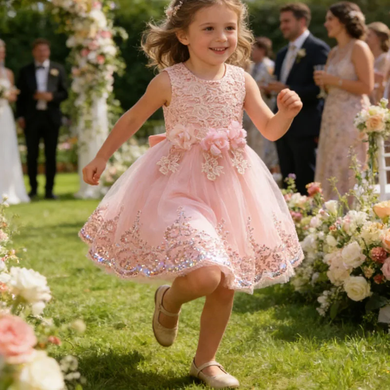 

Элегантное платье для девочки на первый день рождения, нарядное платье для младенцев, платье для маленьких девочек Платье для девочек в стиле принцессы с цветочным узором для свадьбы и праздника Ид