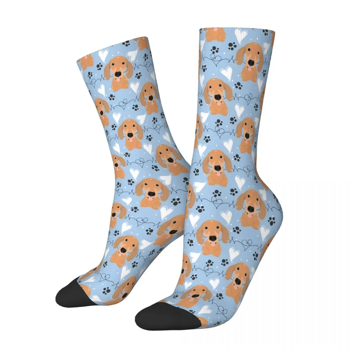 LOVE Baby Blue Dachshund Sausage Dog Socks Male Mens Women Winter Stockings Printed