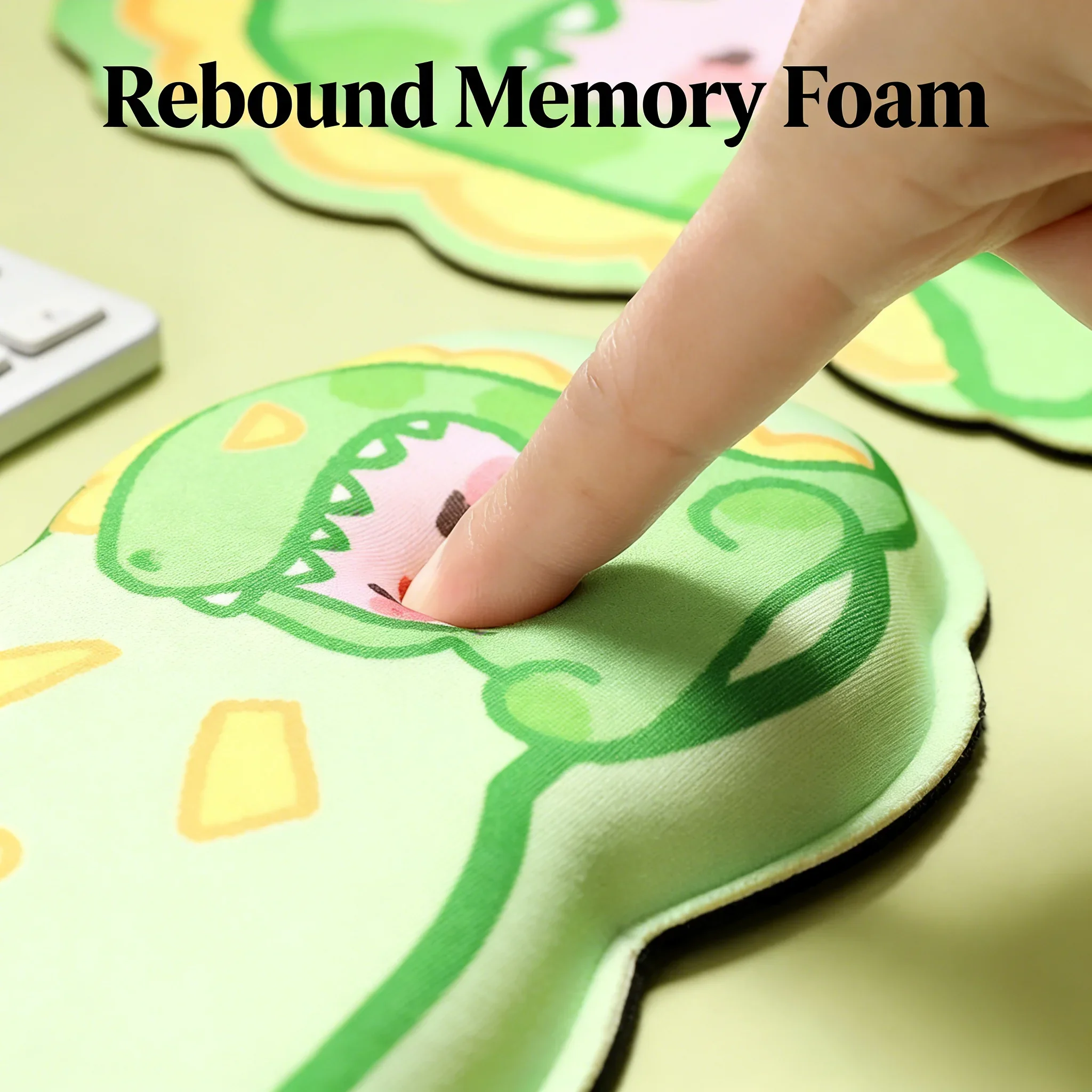 Cute Wrist Rest Mouse Pad Kawaii Dinosaur Ergonomic Soft Memory Sponge Non Slip Base For Computer Office Gaming
