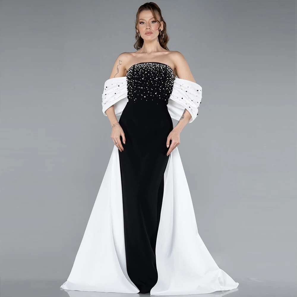 Perlenbesetzte Luxus-Abendkleider für Hochzeitsgäste, elegantes Ballkleid für formelle Partys, schwarze bodenlange Cocktailkleider, Midi