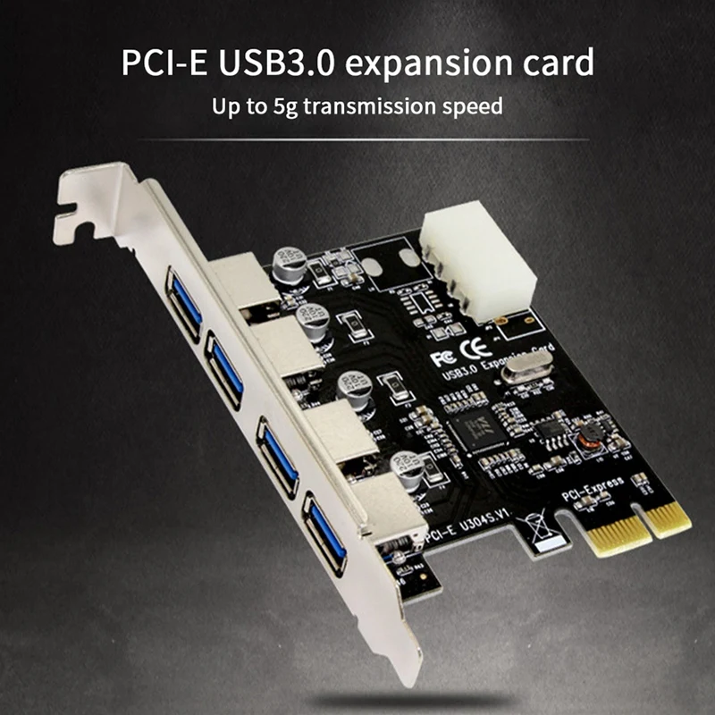 1 Pcs 4 Ports USB 3.0 PCI-E Expansion Card PCI Express Pcie USB 3.0 Hub Adapter Controller PCI E Pcie Express Adapter Card
