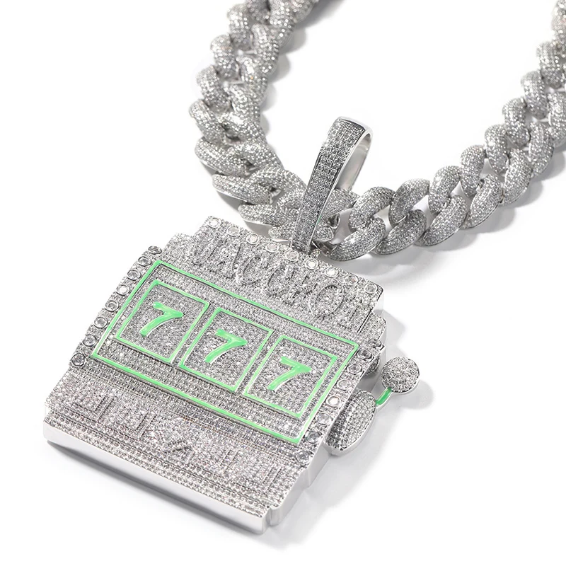 

Hip Hop 5A+ CZ Stone Paved Bling Iced Out Big Size JOCCPOI 777 Pendants Necklace for Men Rapper Jewelry Gold Silver Color