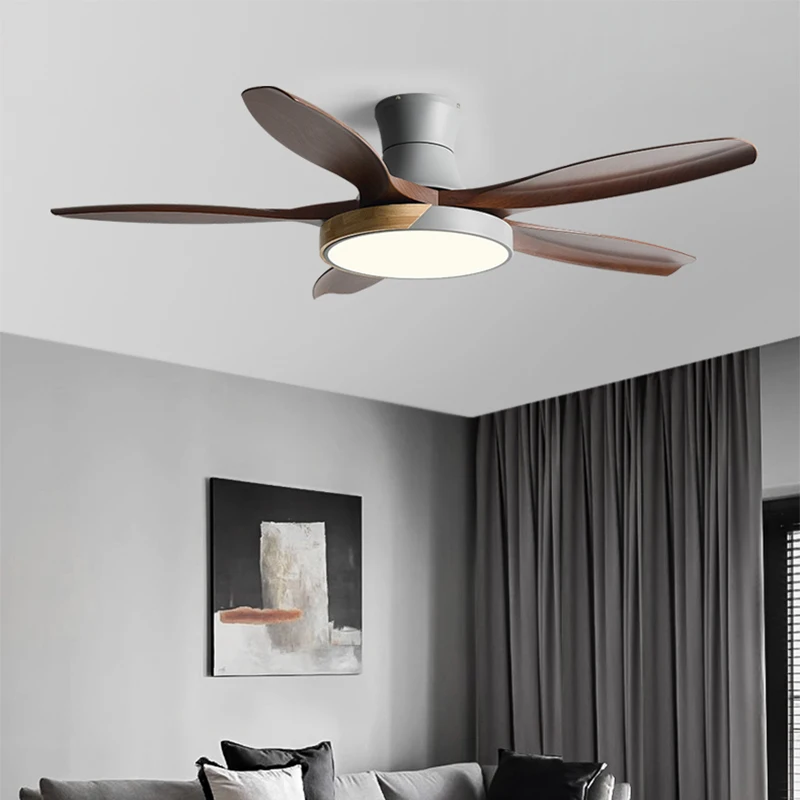 Nordic Large Ceiling Fans 48 52 60 Inch DC Motor Led Light Remote Control 110v 220v Living Bedroom Ceiling Fan With Lights