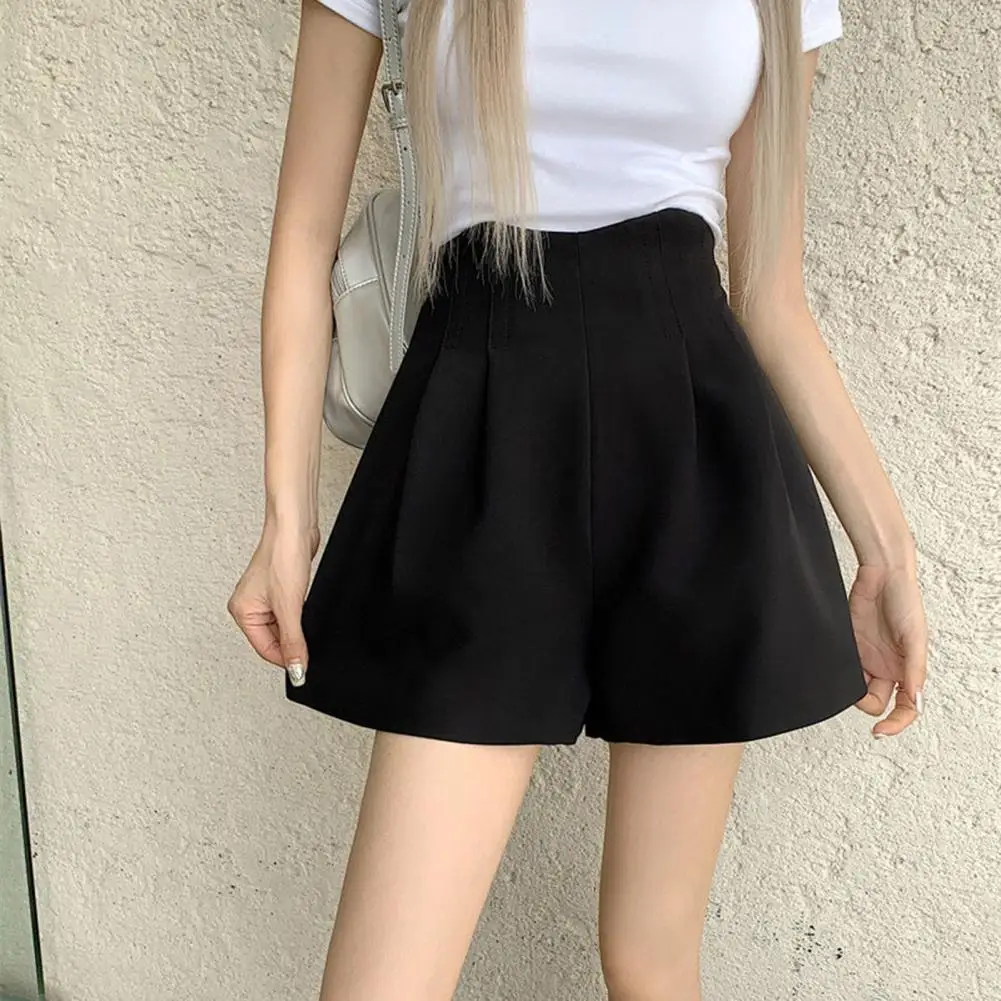 Fashionable Women Shorts Elegant High-waisted Pleated Women's Suit Shorts for Summer Workwear Loungewear Lightweight Women