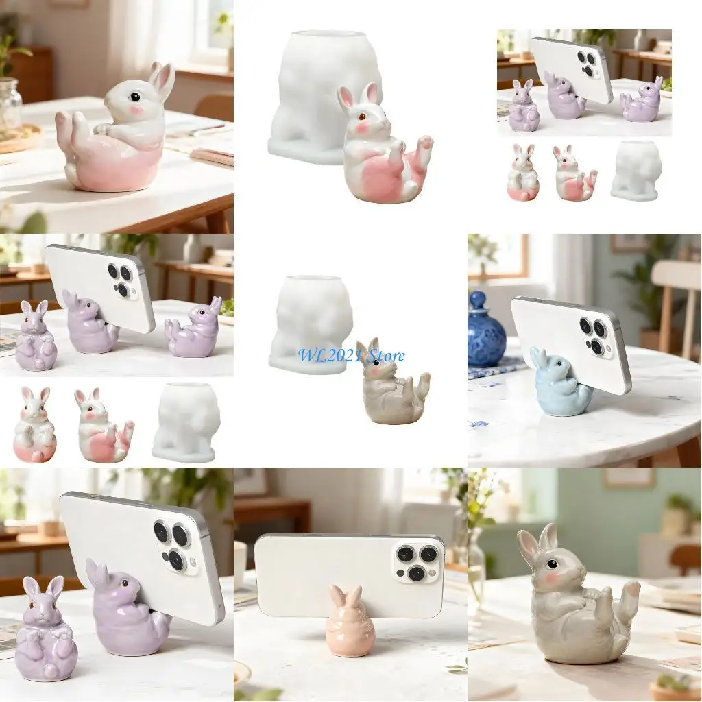 

G5GC Silicone Rabbit Mold for Crafting Phone Stands Pen Holders and Decorative Items Perfect for Gifts and Home Accessories