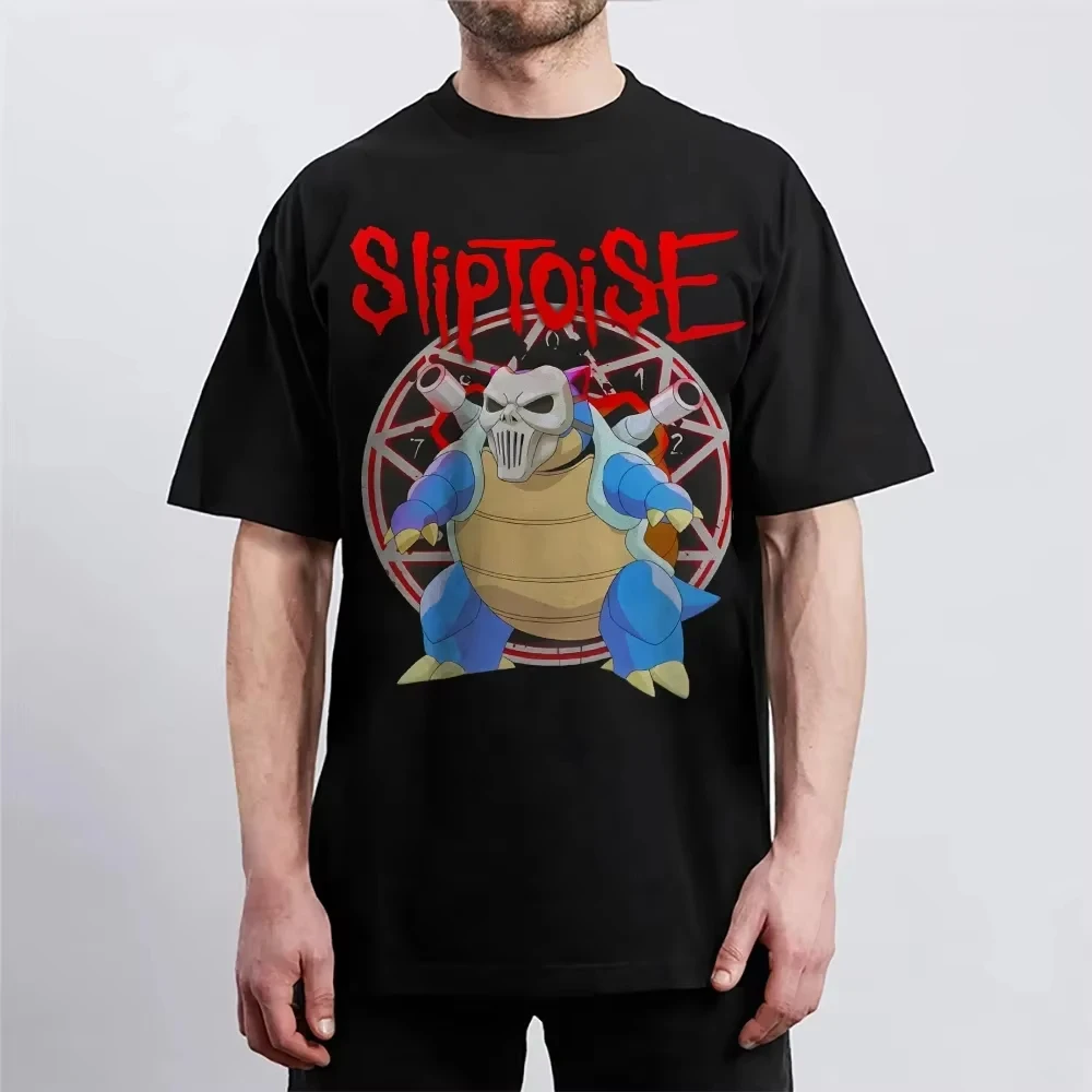 

Футболка с принтом Pokémon Blastoise Edgy Parody, мужская хлопковая уличная одежда большого размера с короткими рукавами, модный модный топ в стиле аниме