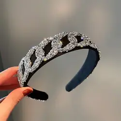 Women Baroque Style Multicolor Rhinestone Hairband Wide Crystal Headbands Women wedding Hair Hoop Womens Hair Accessories