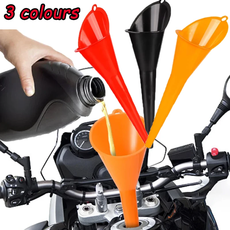 

Splash-proof Plastic Oil Funnel Long Handle Petrol Refuelling Tool Plastic Small Diameter Funnel Three Colours Available