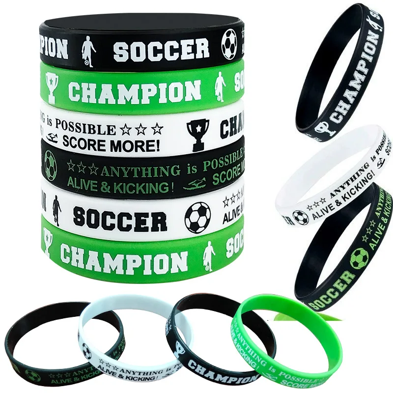 Bracelets en silicone pour fête de football, faveurs de fête de football, bracelet à thème sportif, décor de fête d\'anniversaire, enfants, adultes,