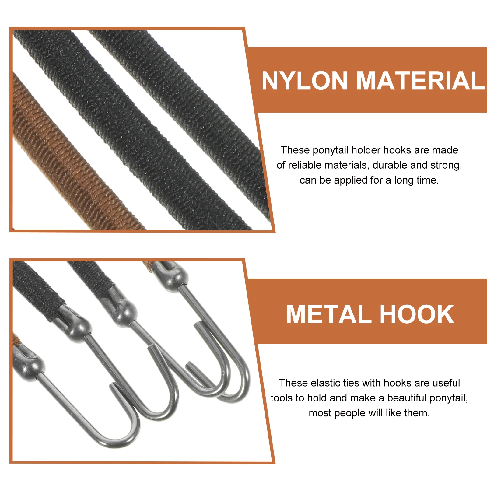 

15pcs Hair Hooks Cord Nylon Adjustable Bands Women Ponytail Holders Tie Bungee Hook Practical Yoga Traveling Thick Hair
