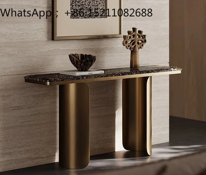 LLY high-end entrance table minimalist light luxury natural marble home wall storage table