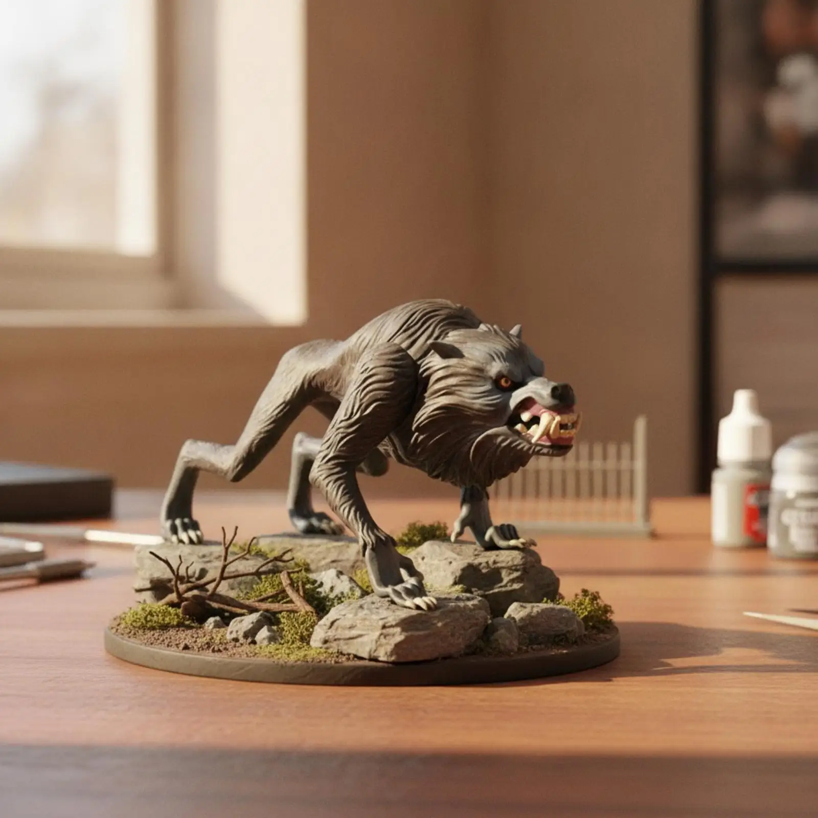 Wolf Figurine Realistic Wolf Figure Detailed for Home Decor, Dioramas, Hobbyists
