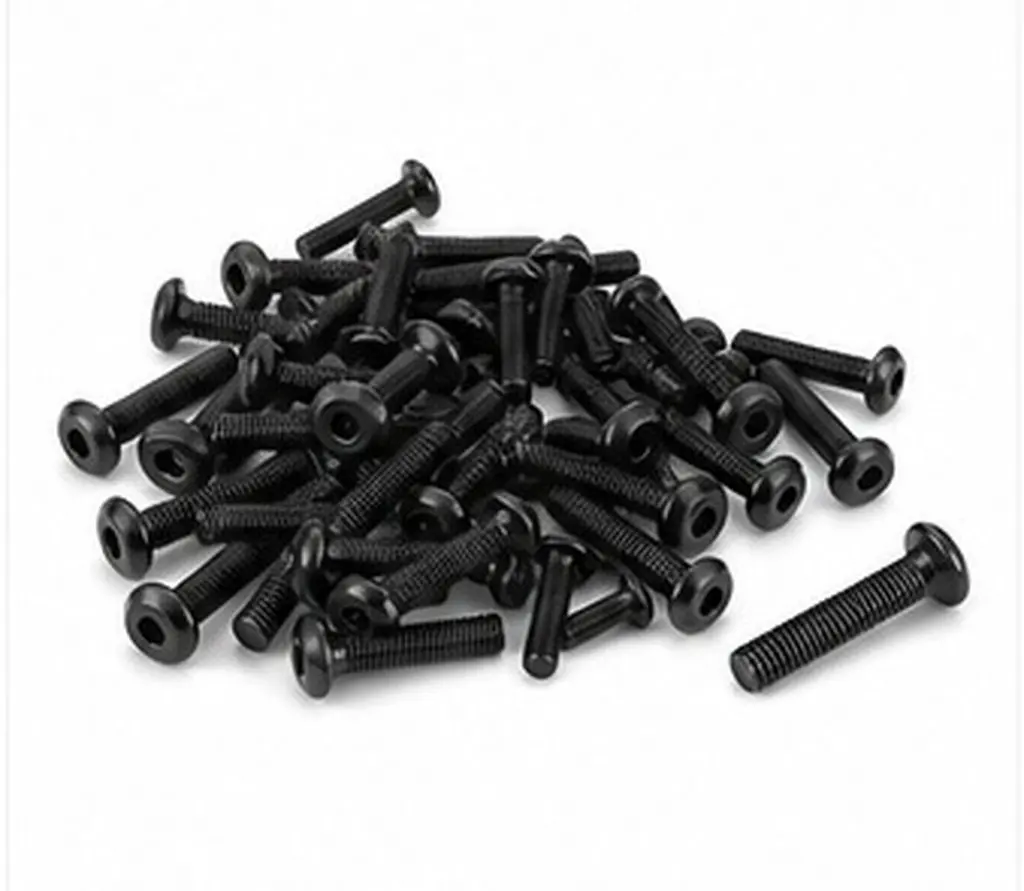 50Pcs Carbon Steel Flat Head Hex Socket Screws Full Thread Furniture Hardware for Bed Shelf Table Rack Round Head Screws for DIY