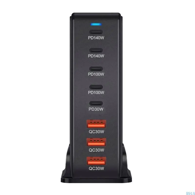 R91A 600W USB C Charging Hub 8 Port Rapid للأجهزة اللوحية الهواتف الذكية 8 أجهزة محول شحن في وقت واحد