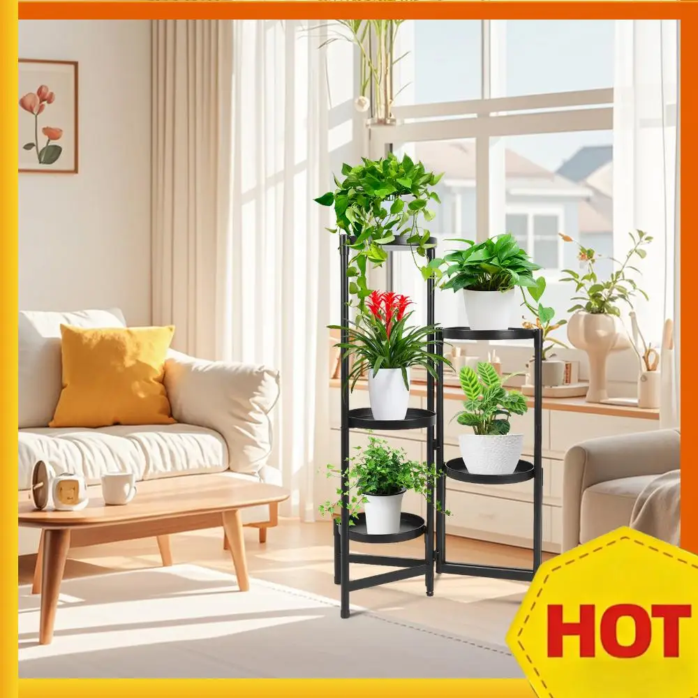 

5-Tier Large Plant Stand with Wide Tray Tiered Corner Pot Holder Floor-Standing Folding Green Plant Tall Rack for Indoor Outdoor