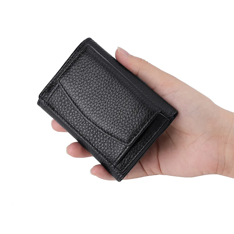 Men Women Cute Short Wallet Solid Color Hasp Coin Purse Bank Credit Card Holder Slim Small Money Bag Small Black Purse