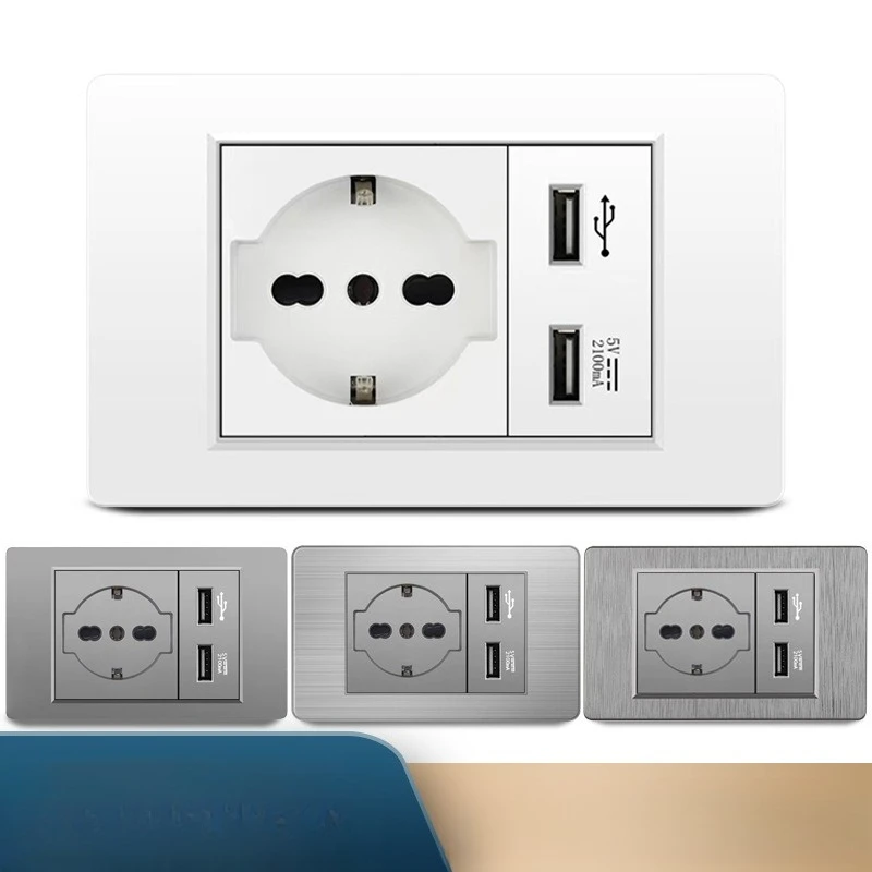 

118 Type German-Italian USB with European Plug 16A Socket German-Italian Two-position Concealed Wall Socket Panel