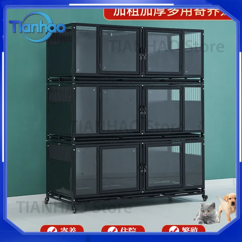 Multi-Level Breeding Cage for Cats and Dogs 2-Tier or 3-Tier Pet Kennel for Boarding Grooming and Veterinary Use
