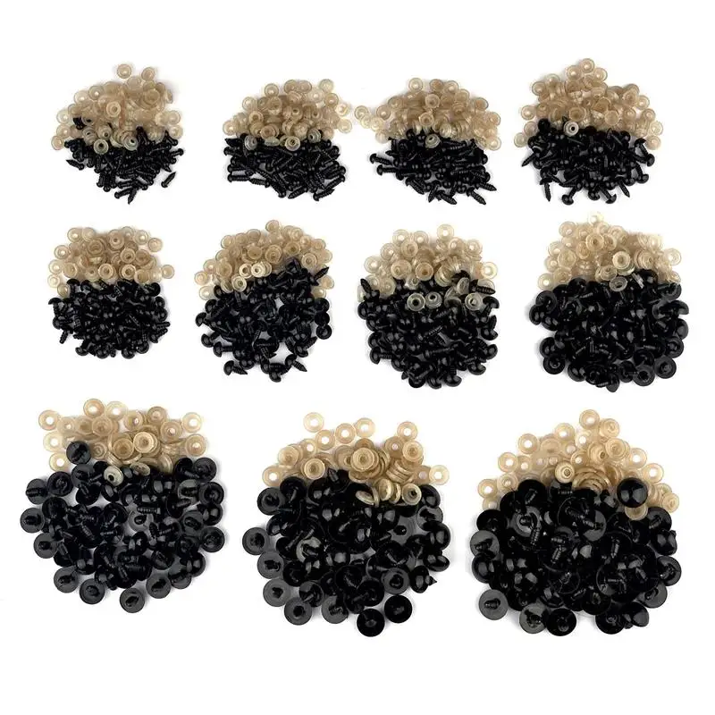 50/100pcs 5-20mm Black Plastic Safety Eyes For Toys Amigurumi Diy Kit Crafts TeddyBear Toy Eye For Doll Decoration Accessories