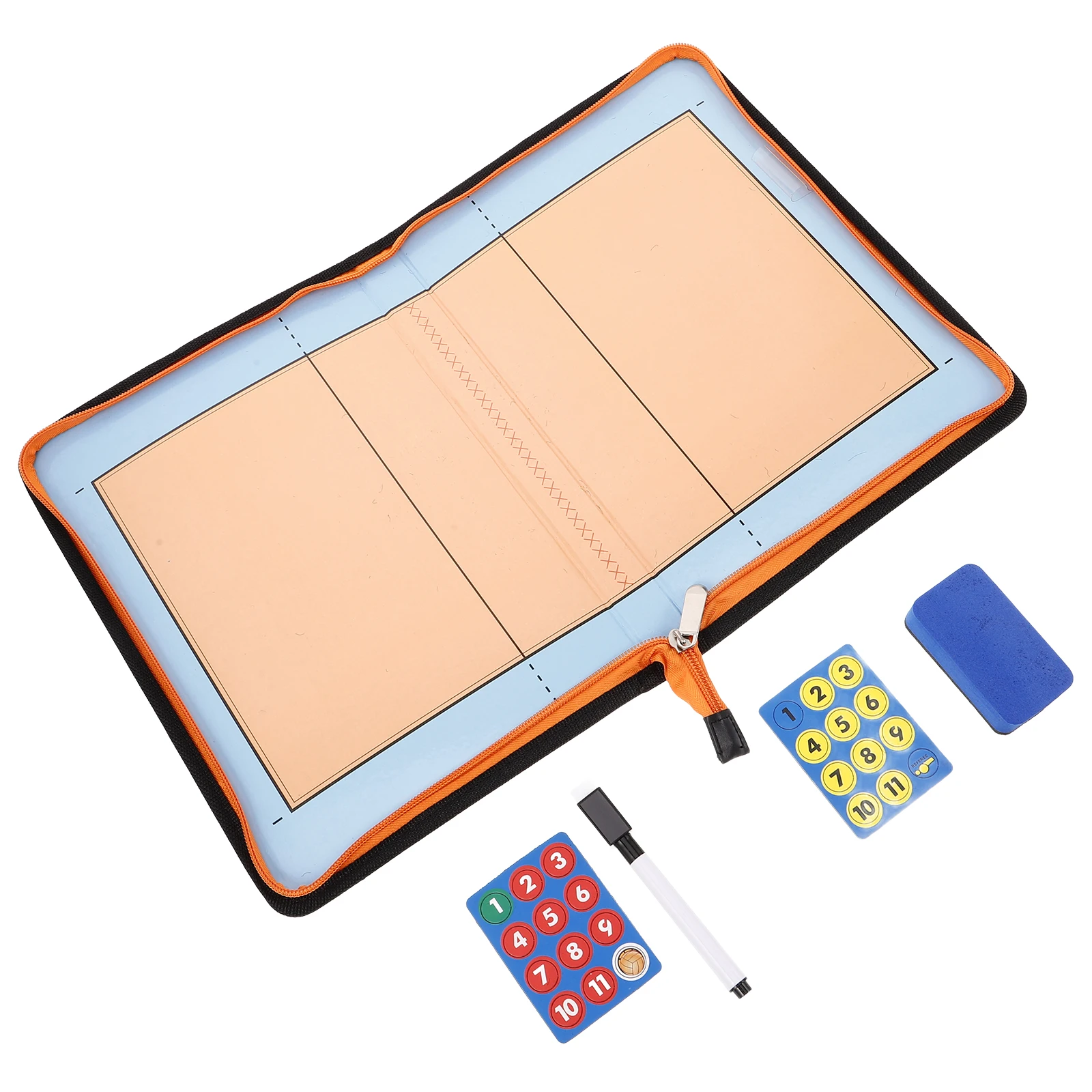 

Zipper Style Tactical Board 2 Sections Folding Bright Coaching Clipboard Dry Erase Volleyball Whiteboard Portable Pouch Marker