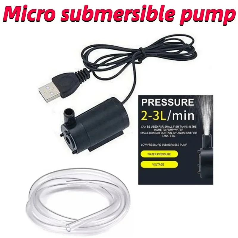 USB Submersible Pump Silent Micro Water Pump 3V 5V DC Low-voltage Portable Water Pump Suitable for Fish Tank Fountain Aquariums