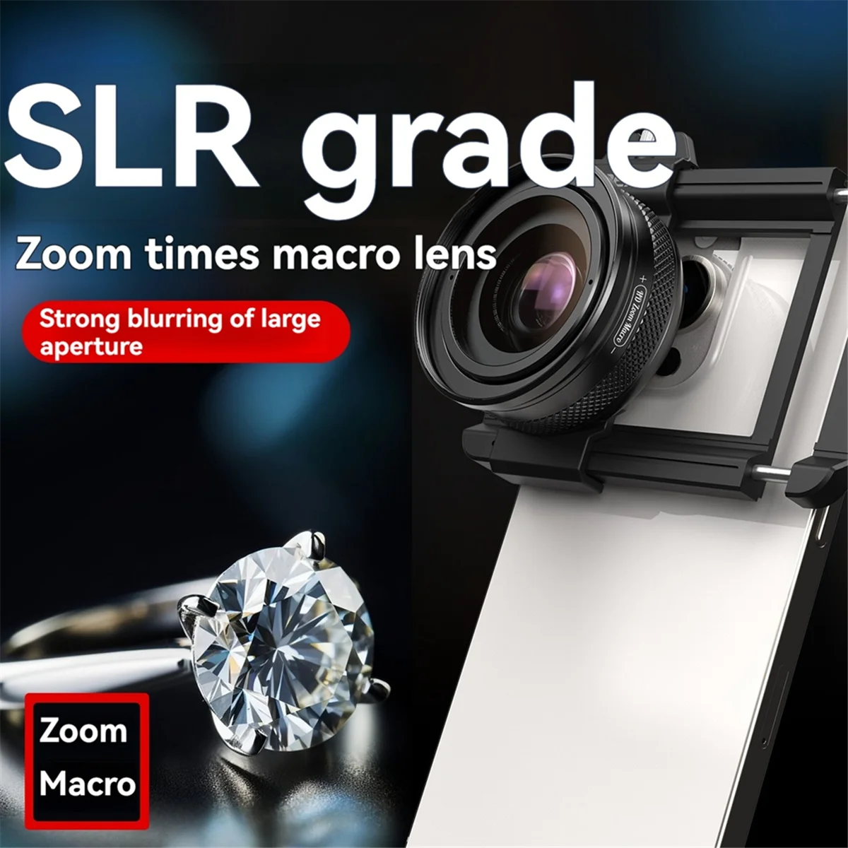 TCE Zoom Macro Lens 100mm for Phone Pro Lens Kit with Stretch Clamp for Android Smartphone