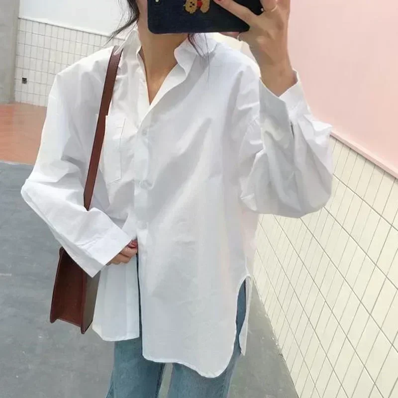 New Fashion 2024 Spring Women Shirts Cotton White Blouse Woman Femme Long Sleeve Loose Women Clothing Tops Casual Blusas 11456